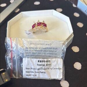 Gold Plated Ring with Ruby Stones BP